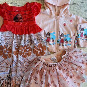 Disney Moana Princess Dress with Matching Shimmering Tutu & Hooded Zip Up
